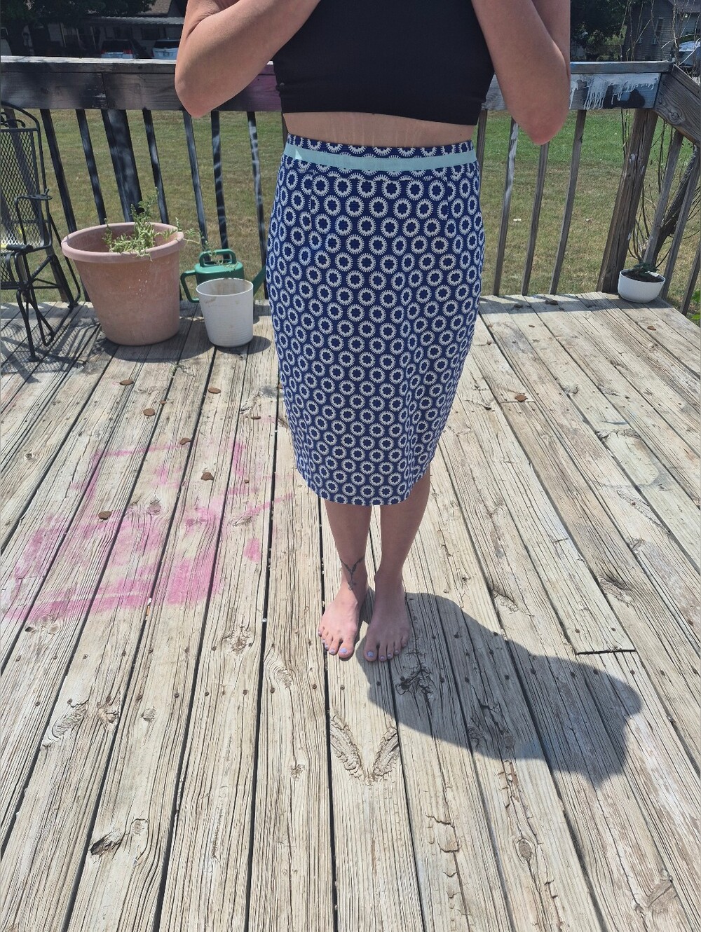Boden Blue Floral Pencil Skirt